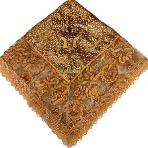 Elegant Handmade Embroidered Antique Gold Sequin Church Lap Scarf
